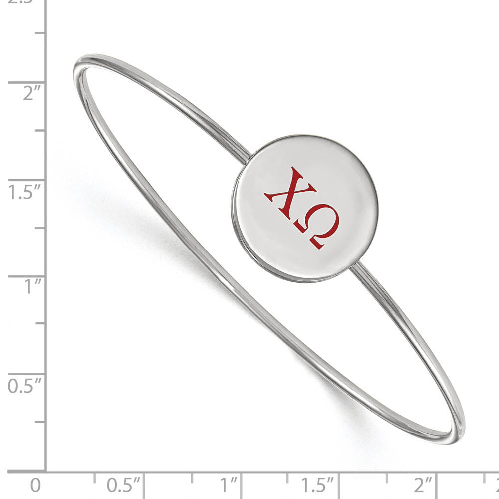 Alternate view of the Sterling Silver Chi Omega Enamel Red Greek Letters Bangle - 7 in. by The Black Bow Jewelry Co.