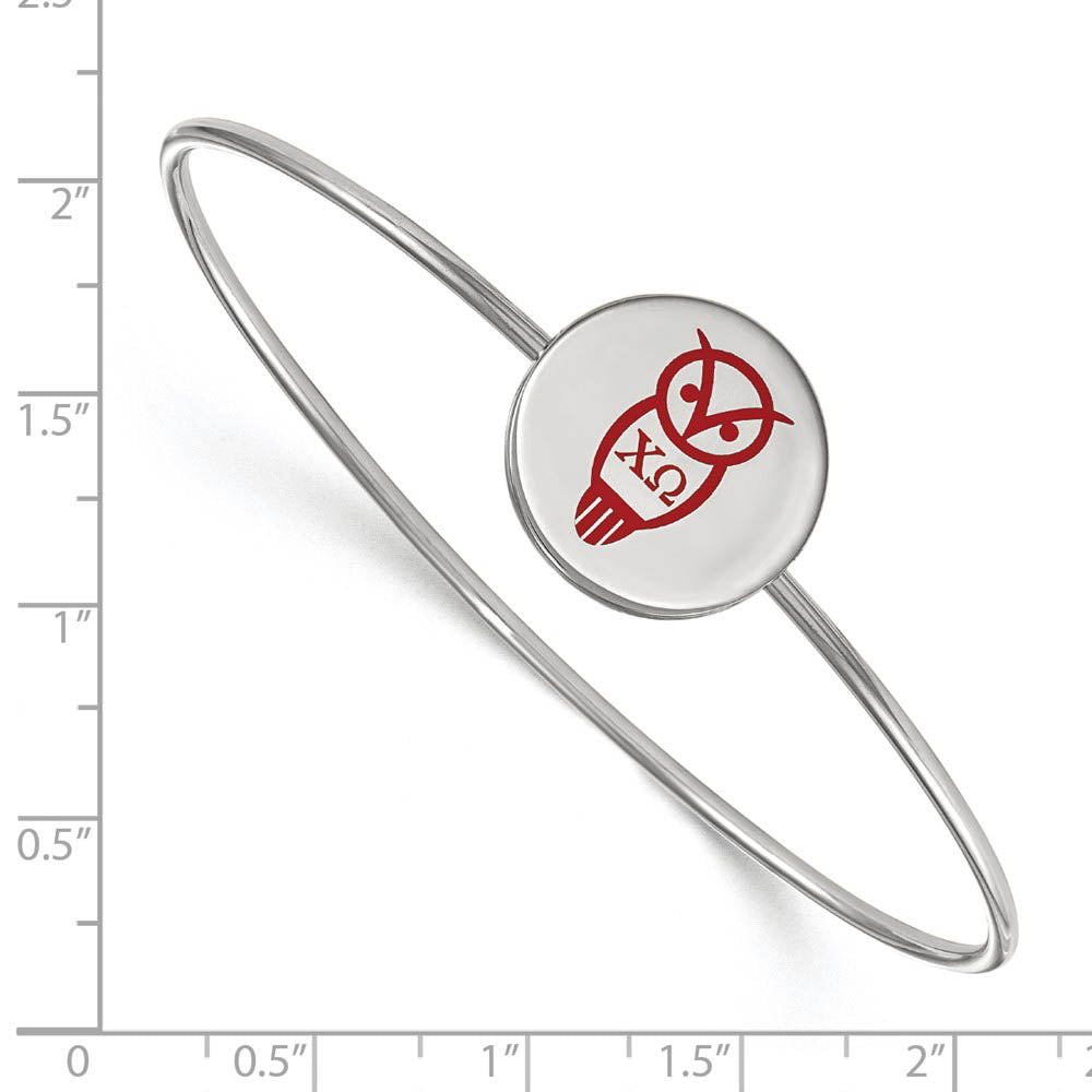 Alternate view of the Sterling Silver Chi Omega Enamel Owl Bangle - 7 in. by The Black Bow Jewelry Co.