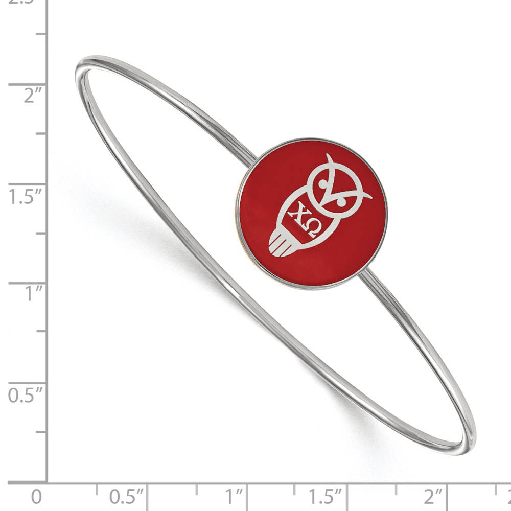 Alternate view of the Sterling Silver Chi Omega Enamel Bangle - 7 in. by The Black Bow Jewelry Co.