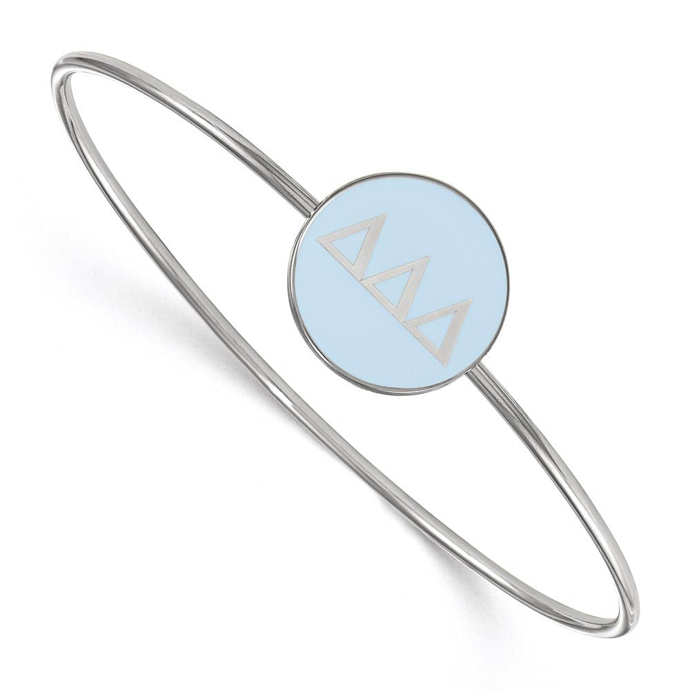 Sterling Silver Delta Delta Delta Blue Enamel Greek Bangle - 7 in., Item B15208 by The Black Bow Jewelry Co.