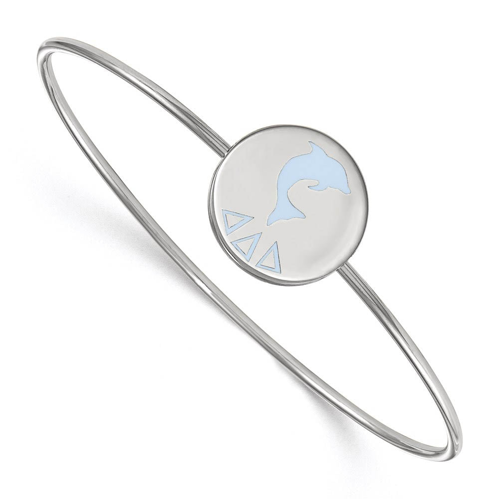 Sterling Silver Delta Delta Delta Enamel Dolphin Bangle - 7 in., Item B15210 by The Black Bow Jewelry Co.