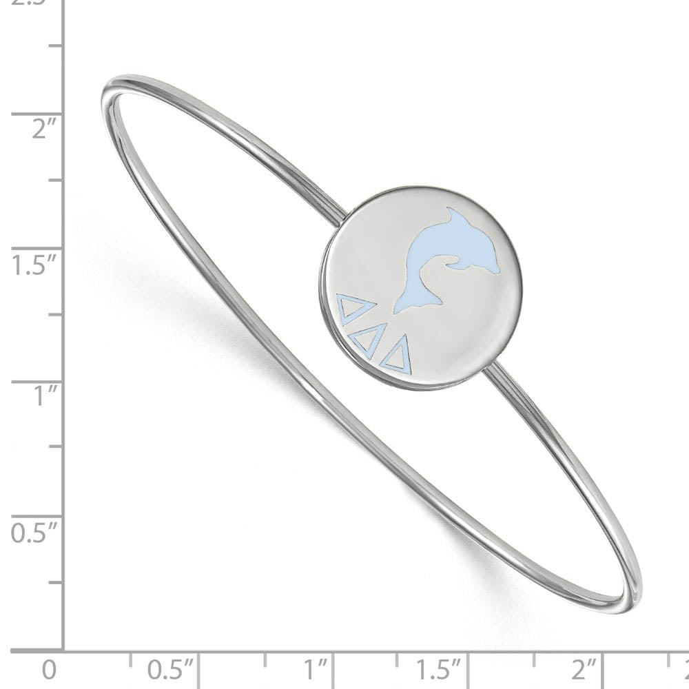 Alternate view of the Sterling Silver Delta Delta Delta Enamel Dolphin Bangle - 7 in. by The Black Bow Jewelry Co.