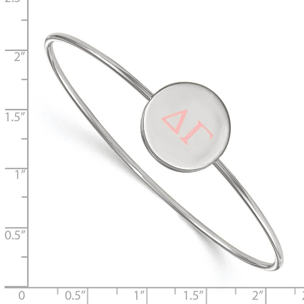 Alternate view of the Sterling Silver Delta Gamma Enamel Pink Greek Letters Bangle - 7 in. by The Black Bow Jewelry Co.