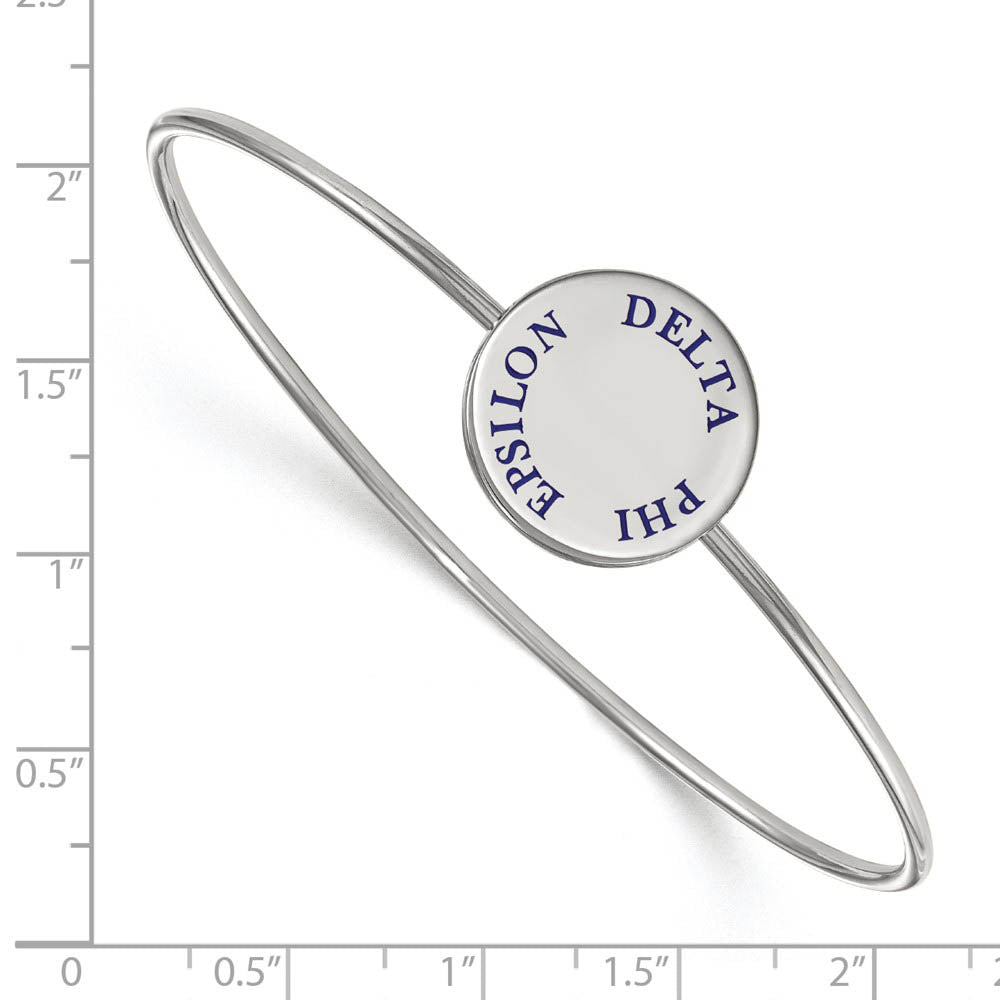 Alternate view of the Sterling Silver Delta Phi Epsilon Enamel Blue Letters Bangle - 7 in. by The Black Bow Jewelry Co.