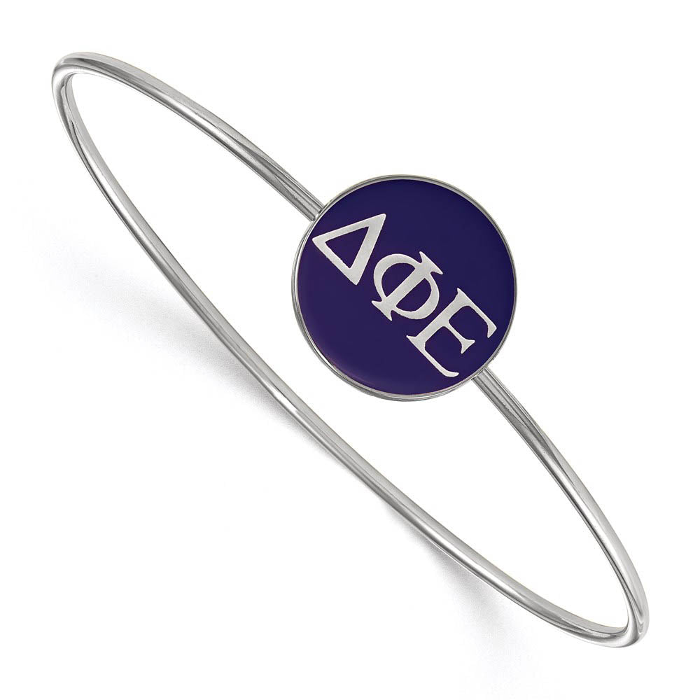 Sterling Silver Delta Phi Epsilon Blue Enamel Greek Bangle - 7 in., Item B15222 by The Black Bow Jewelry Co.