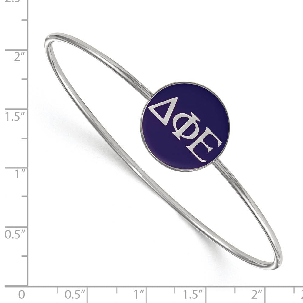 Alternate view of the Sterling Silver Delta Phi Epsilon Blue Enamel Greek Bangle - 7 in. by The Black Bow Jewelry Co.