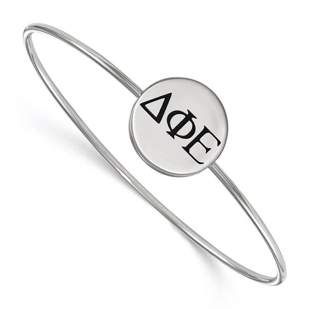 Sterling Silver Delta Phi Epsilon Enamel Black Greek Bangle - 7 in., Item B15223 by The Black Bow Jewelry Co.