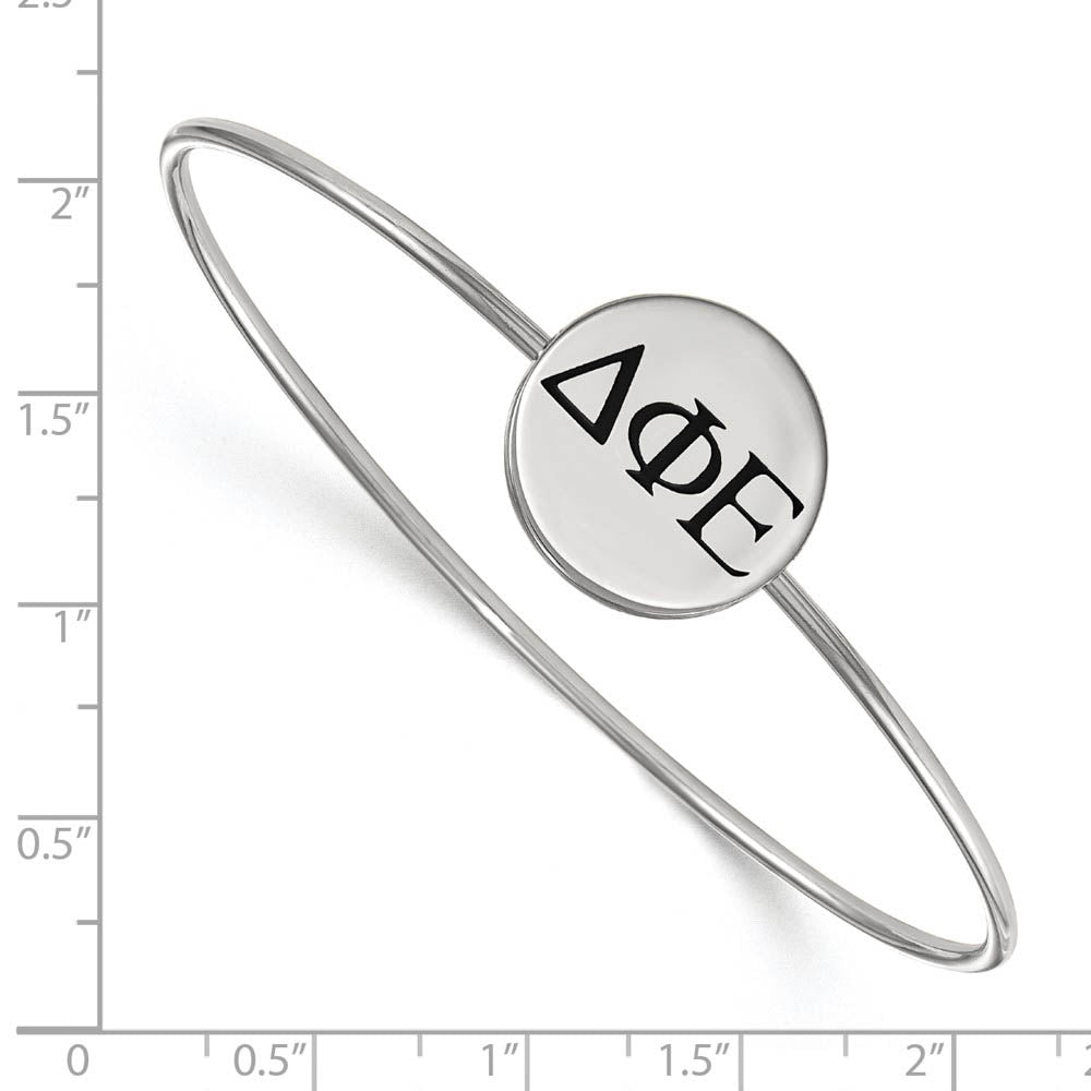 Alternate view of the Sterling Silver Delta Phi Epsilon Enamel Black Greek Bangle - 7 in. by The Black Bow Jewelry Co.