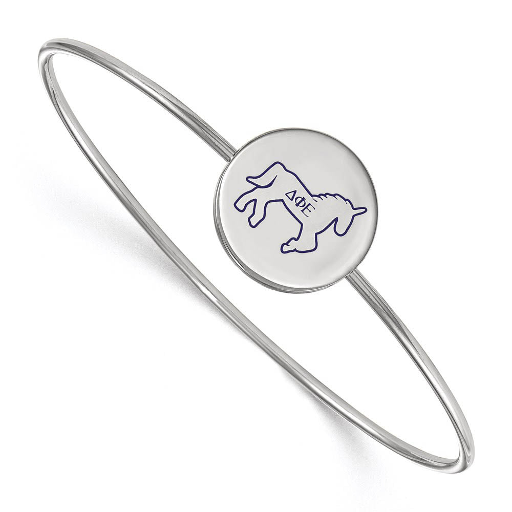 Sterling Silver Delta Phi Epsilon Enamel Unicorn Bangle - 7 in., Item B15224 by The Black Bow Jewelry Co.