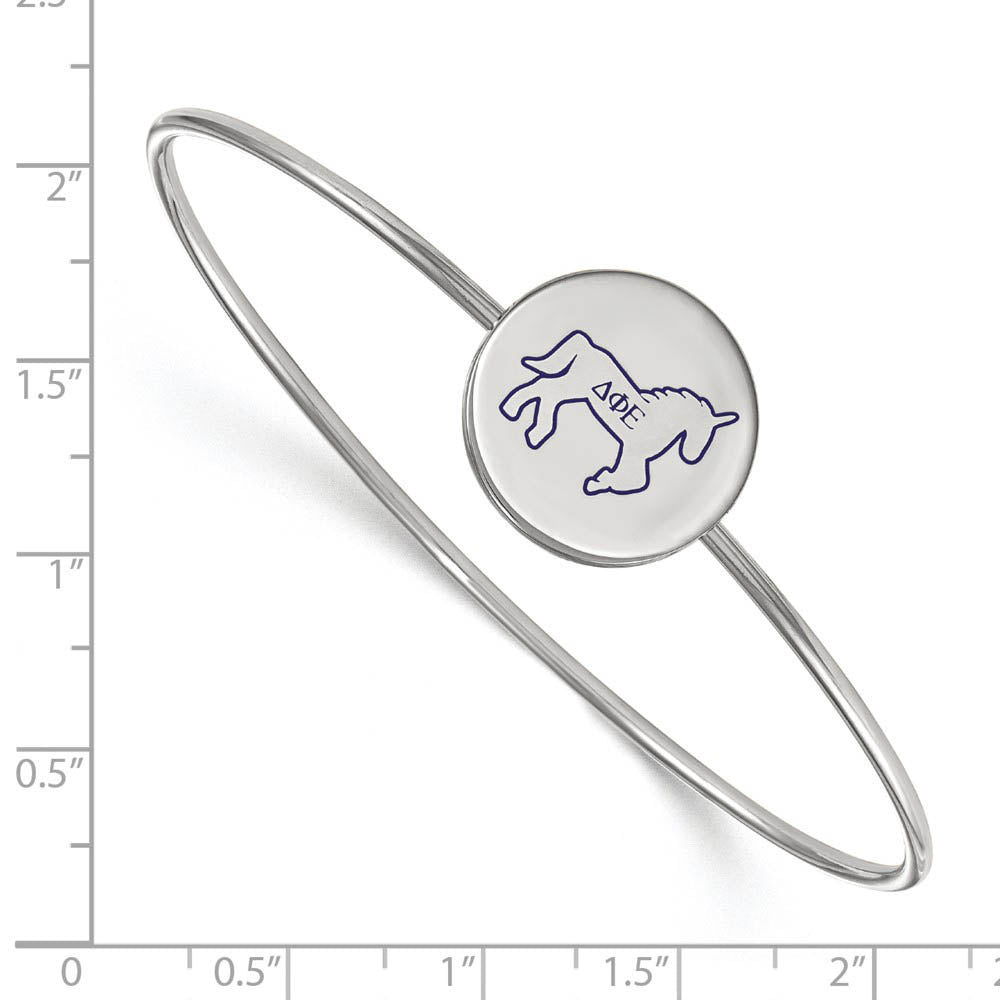 Alternate view of the Sterling Silver Delta Phi Epsilon Enamel Unicorn Bangle - 7 in. by The Black Bow Jewelry Co.