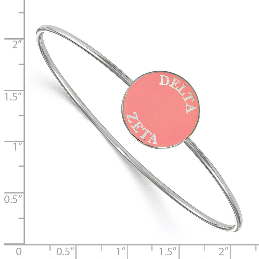 Alternate view of the Sterling Silver Delta Zeta Coral Enamel Bangle - 7 in. by The Black Bow Jewelry Co.