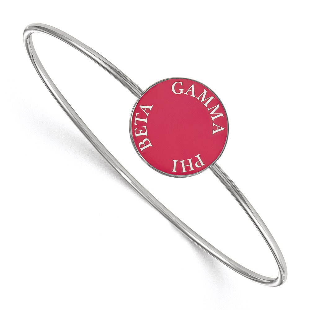 Sterling Silver Gamma Phi Beta Pink Enamel Bangle - 7 in., Item B15234 by The Black Bow Jewelry Co.