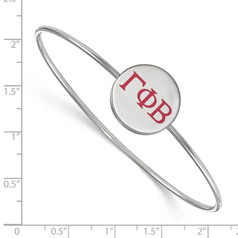 Alternate view of the Sterling Silver Gamma Phi Beta Enamel Pink Greek Letter Bangle - 7 in. by The Black Bow Jewelry Co.