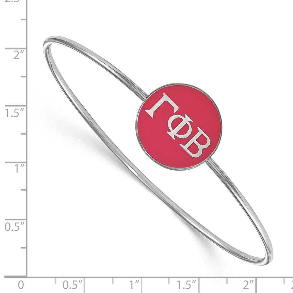 Alternate view of the Sterling Silver Gamma Phi Beta Pink Enamel Greek Bangle - 7 in. by The Black Bow Jewelry Co.