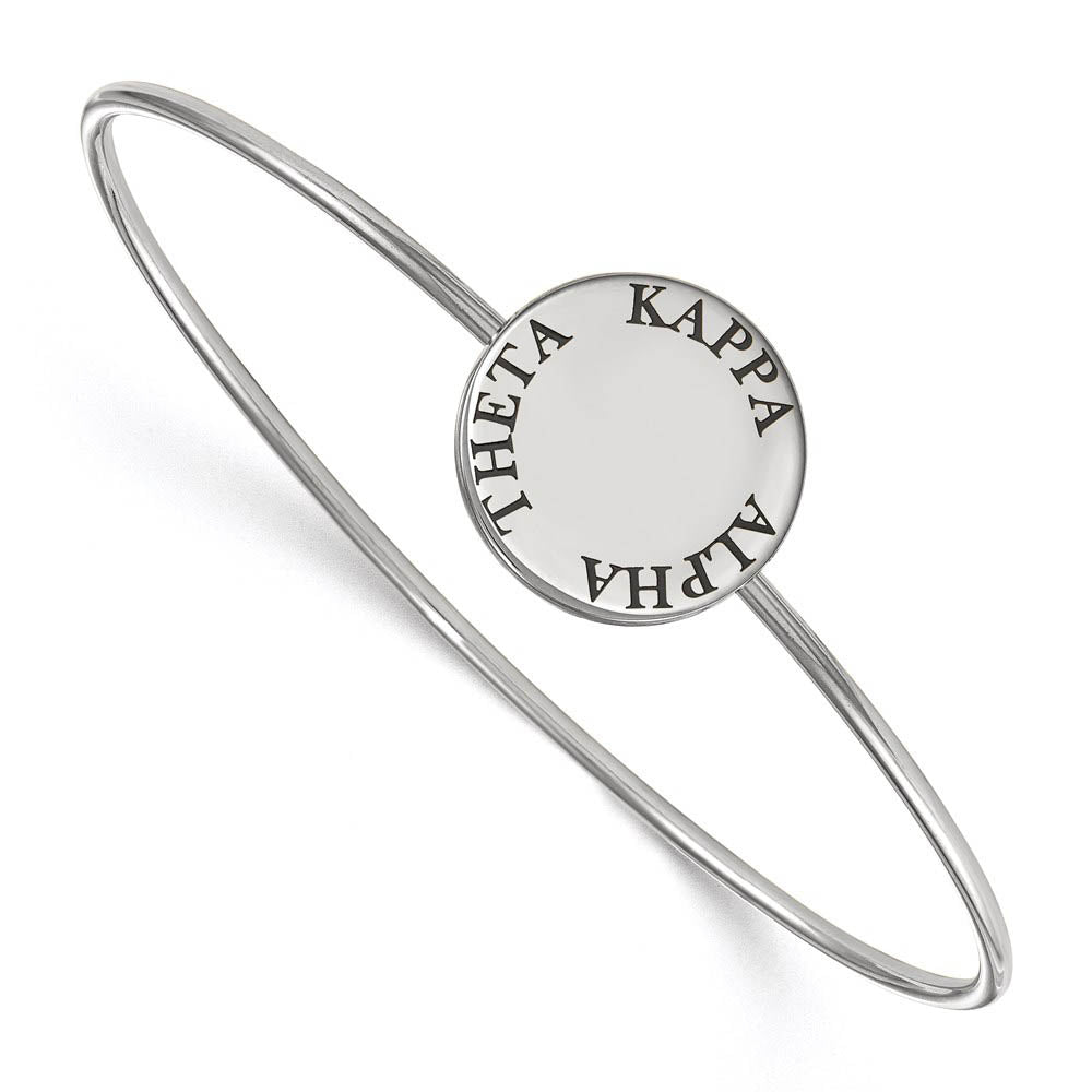 Sterling Silver Kappa Alpha Theta Enamel Black Letters Bangle - 7 in., Item B15240 by The Black Bow Jewelry Co.