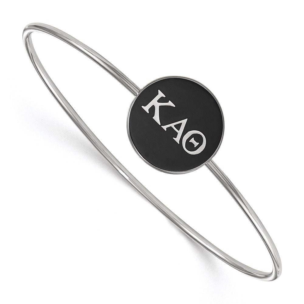Sterling Silver Kappa Alpha Theta Black Enamel Greek Bangle - 7 in., Item B15243 by The Black Bow Jewelry Co.