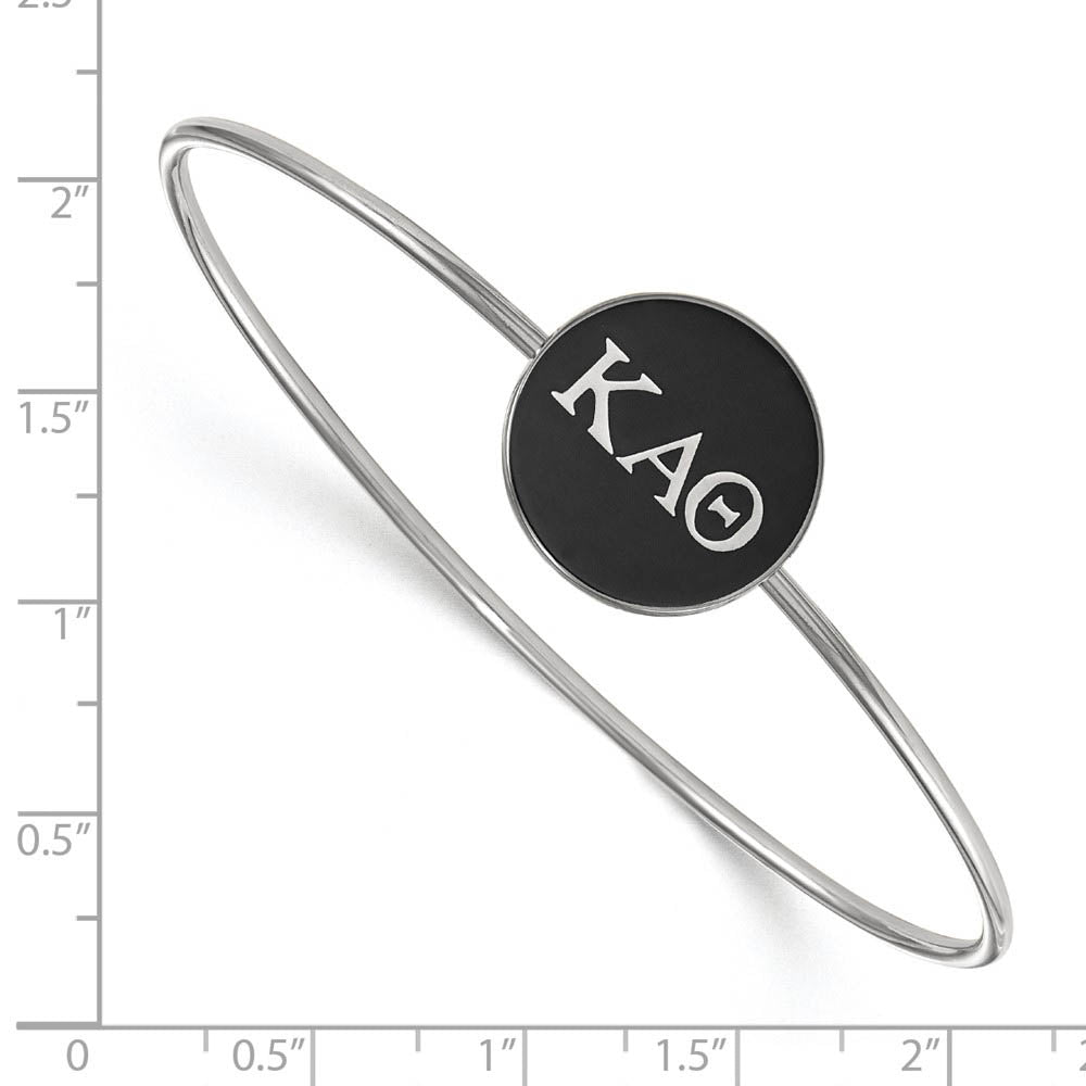 Alternate view of the Sterling Silver Kappa Alpha Theta Black Enamel Greek Bangle - 7 in. by The Black Bow Jewelry Co.
