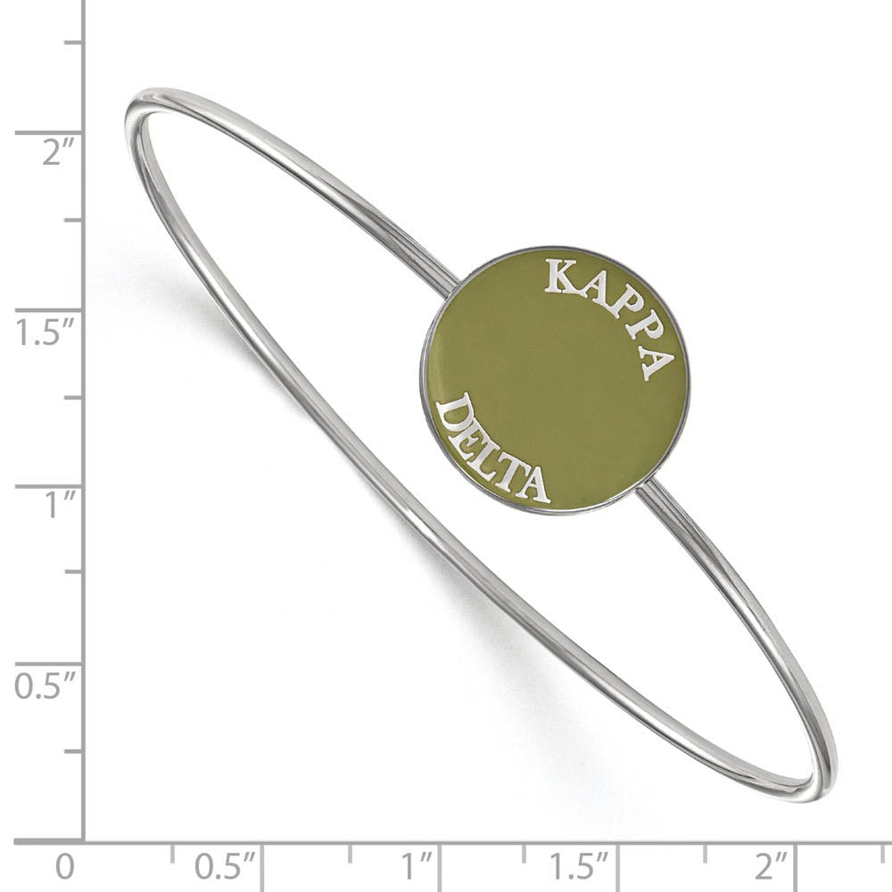 Alternate view of the Sterling Silver Kappa Delta Green Enamel Bangle - 7 in. by The Black Bow Jewelry Co.
