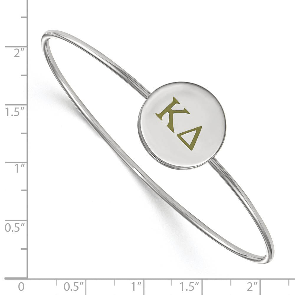 Alternate view of the Sterling Silver Kappa Delta Enamel Green Greek Letters Bangle - 7 in. by The Black Bow Jewelry Co.