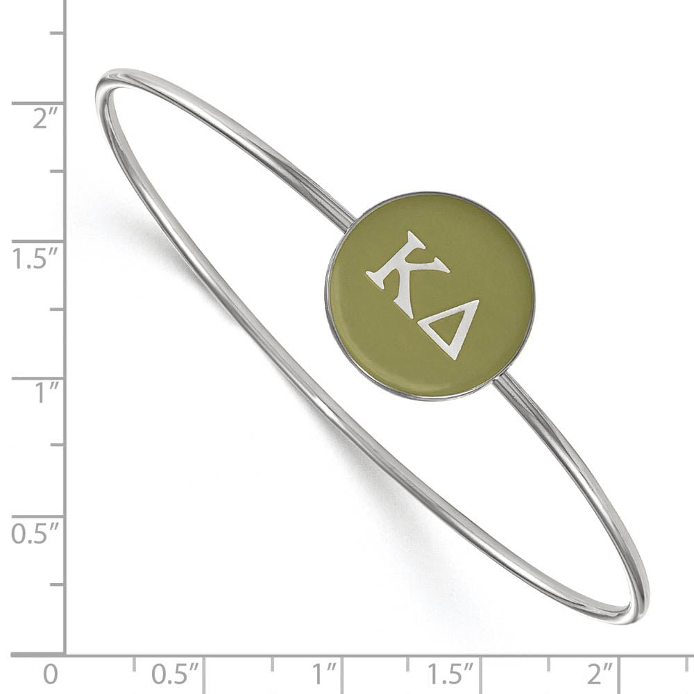 Alternate view of the Sterling Silver Kappa Delta Green Enamel Greek Bangle - 7 in. by The Black Bow Jewelry Co.