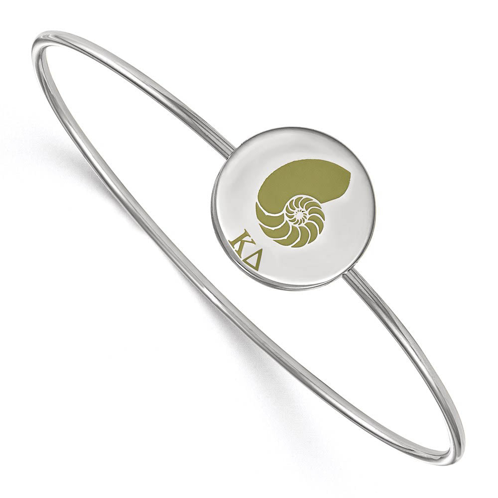 Sterling Silver Kappa Delta Enamel Green Conch Shell Bangle - 7 in., Item B15252 by The Black Bow Jewelry Co.
