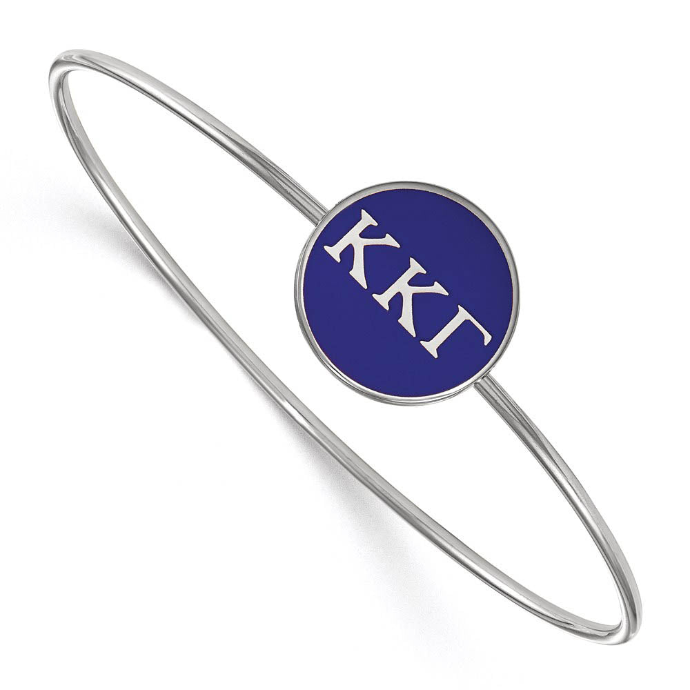 Sterling Silver Kappa Kappa Gamma Blue Enamel Greek Bangle - 7 in., Item B15257 by The Black Bow Jewelry Co.