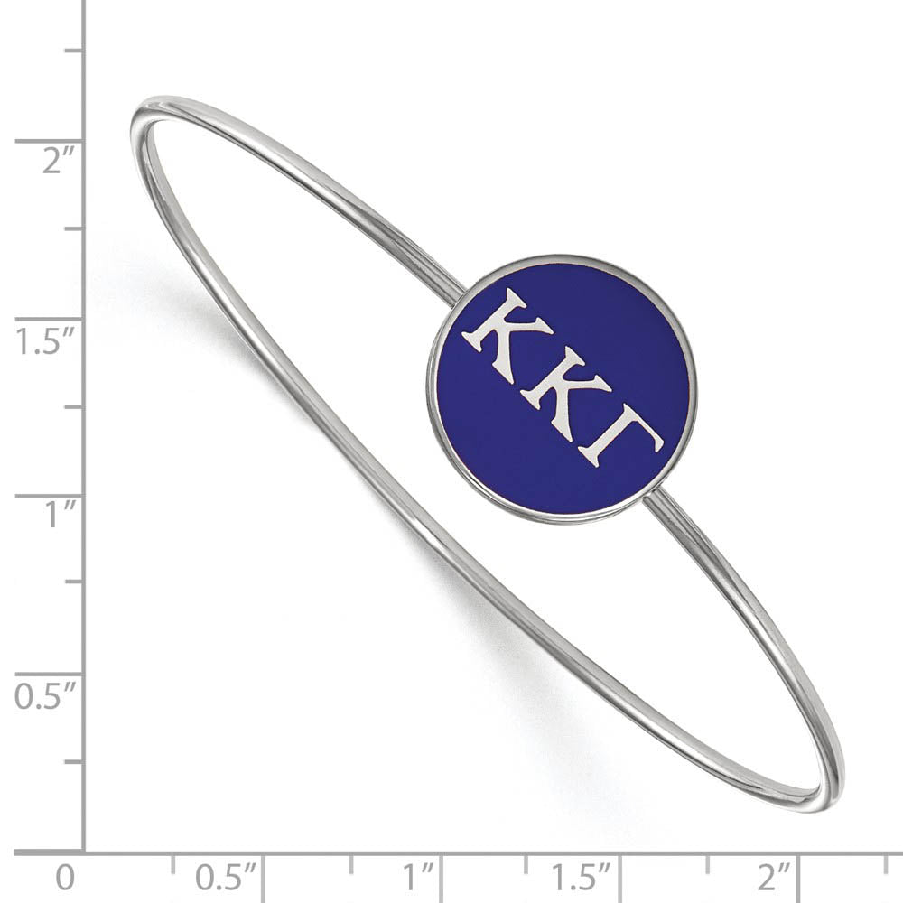 Alternate view of the Sterling Silver Kappa Kappa Gamma Blue Enamel Greek Bangle - 7 in. by The Black Bow Jewelry Co.