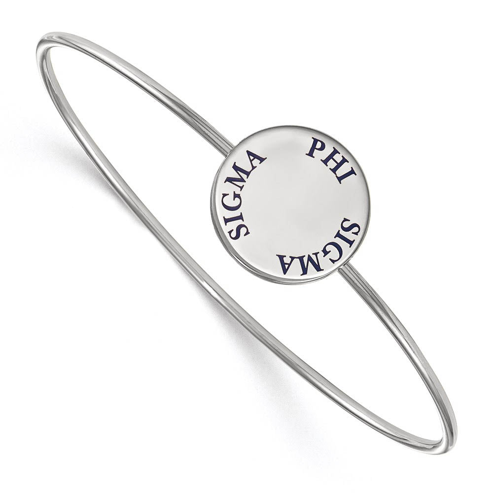 Sterling Silver Phi Sigma Sigma Enamel Blue Letters Bangle - 7 in., Item B15268 by The Black Bow Jewelry Co.
