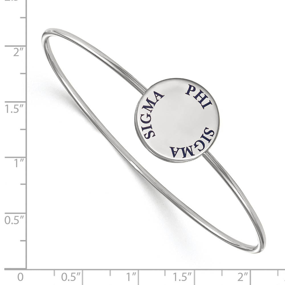 Alternate view of the Sterling Silver Phi Sigma Sigma Enamel Blue Letters Bangle - 7 in. by The Black Bow Jewelry Co.
