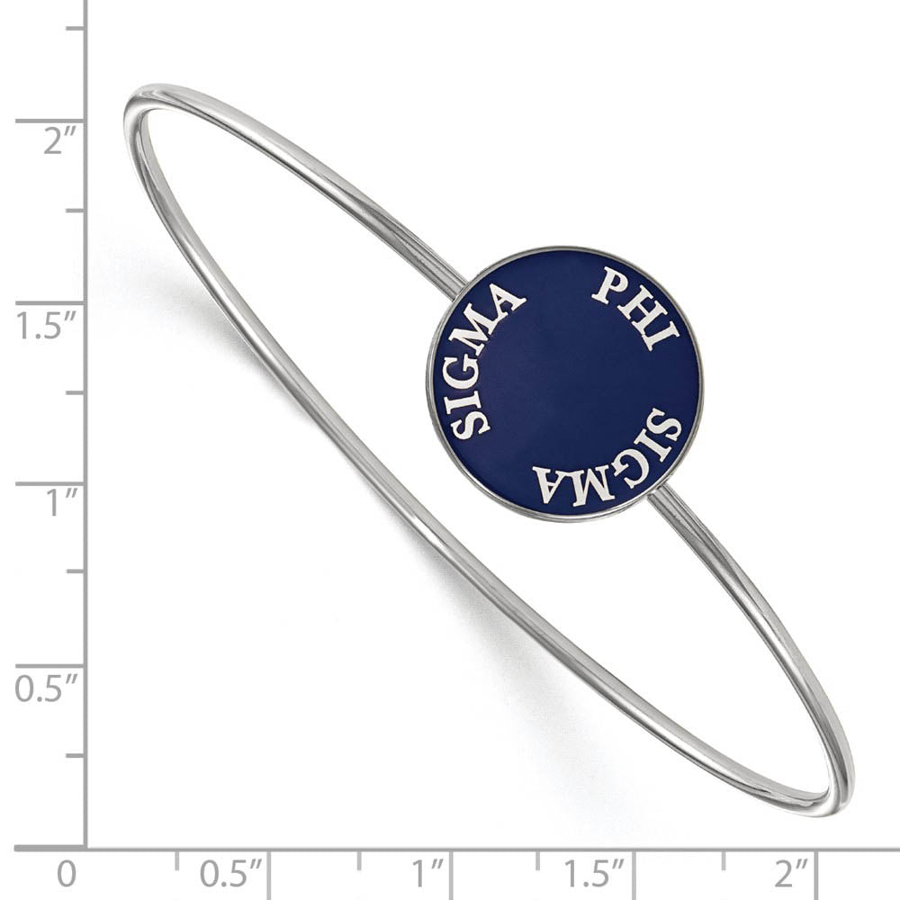 Alternate view of the Sterling Silver Phi Sigma Sigma Blue Enamel Bangle - 7 in. by The Black Bow Jewelry Co.