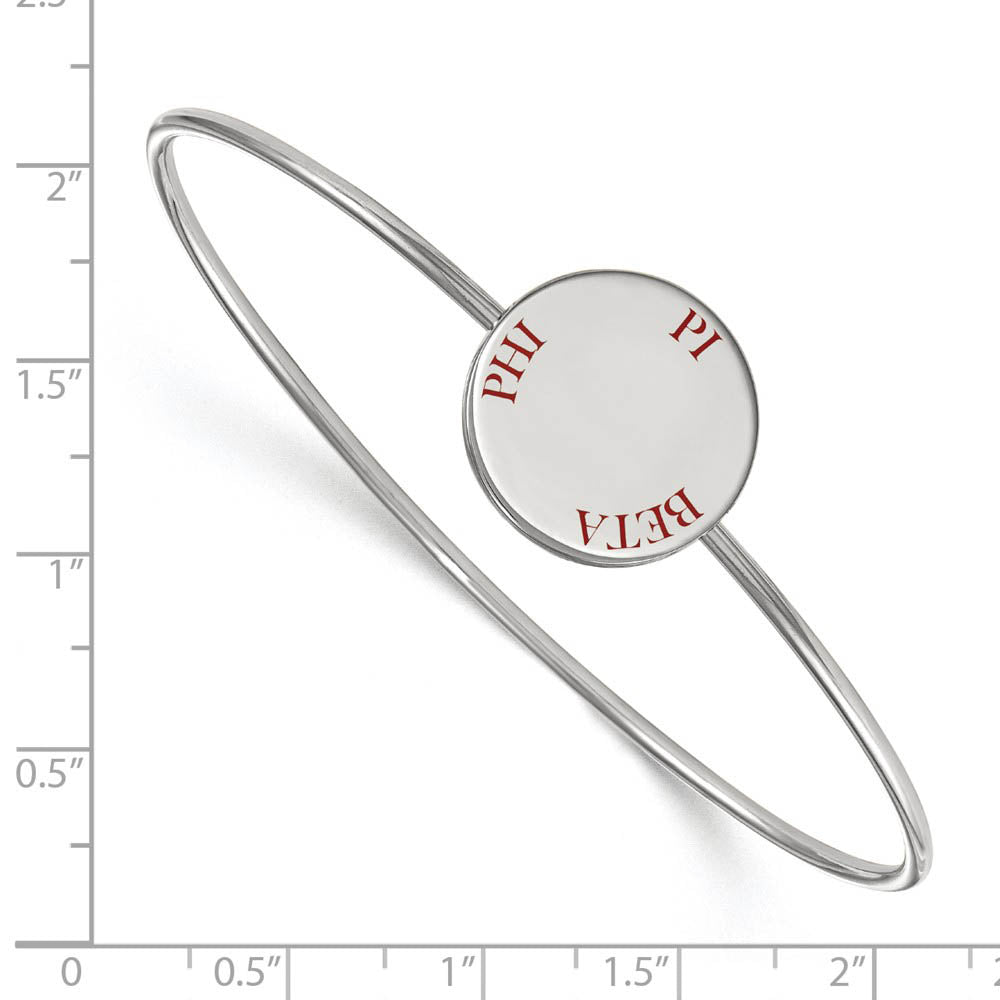 Alternate view of the Sterling Silver Pi Beta Phi Enamel Red Letters Bangle - 7 in. by The Black Bow Jewelry Co.