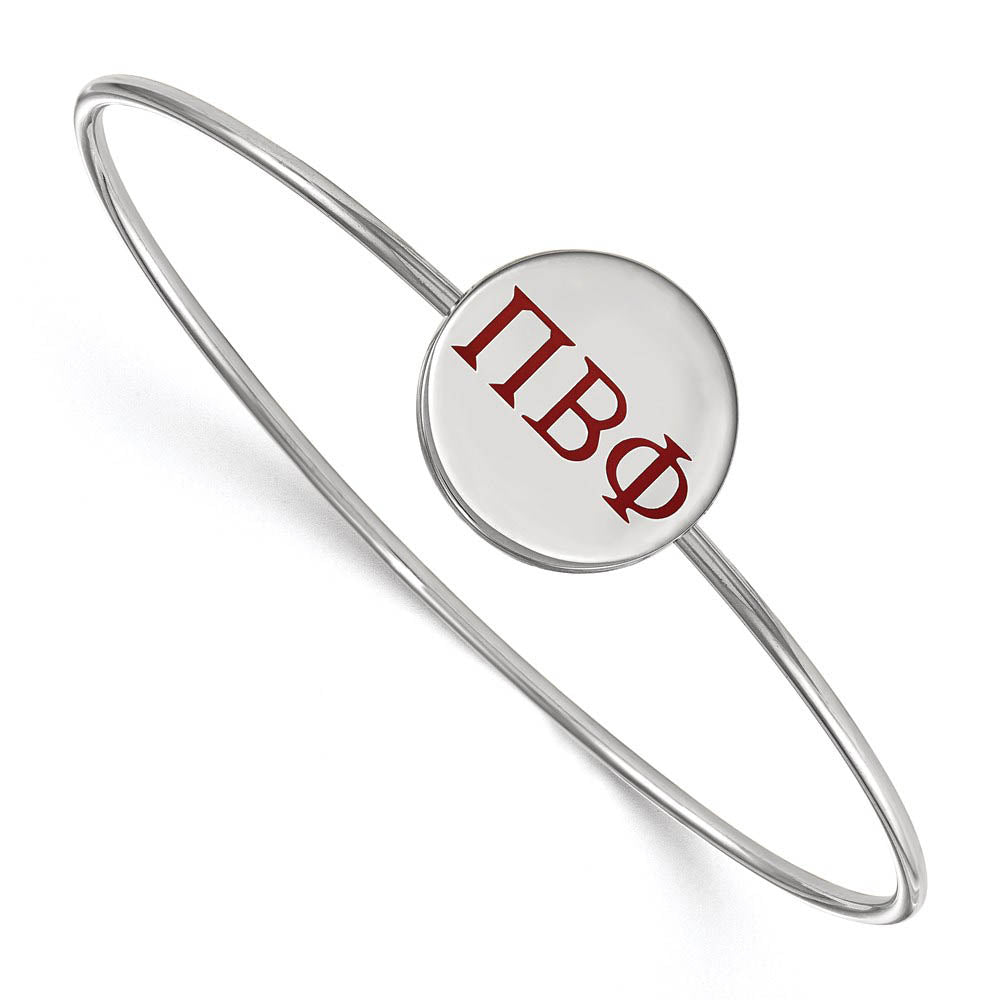 Sterling Silver Pi Beta Phi Enamel Red Greek Letters Bangle - 7 in., Item B15277 by The Black Bow Jewelry Co.