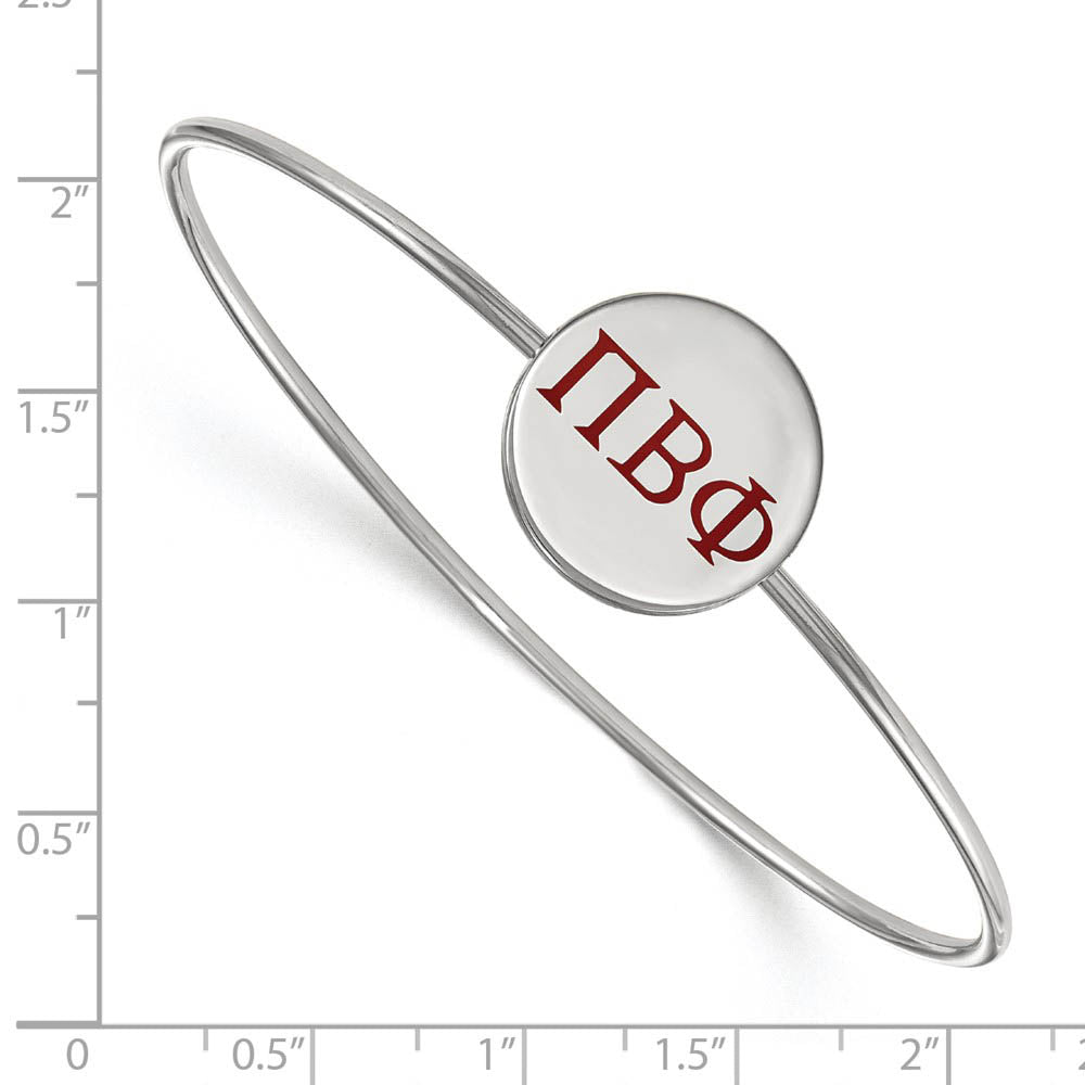 Alternate view of the Sterling Silver Pi Beta Phi Enamel Red Greek Letters Bangle - 7 in. by The Black Bow Jewelry Co.