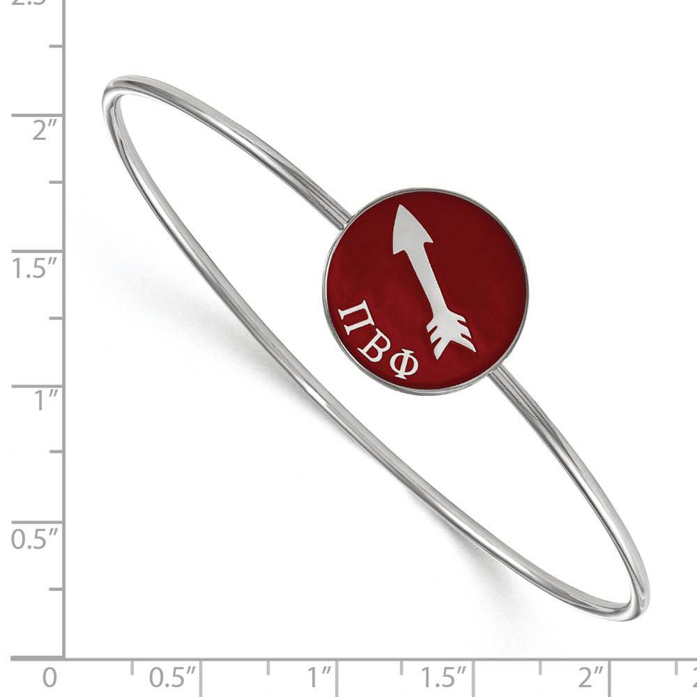 Alternate view of the Sterling Silver Pi Beta Phi Enamel Bangle - 7 in. by The Black Bow Jewelry Co.