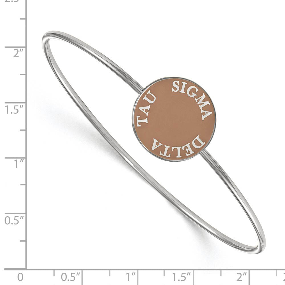 Alternate view of the Sterling Silver Sigma Delta Tau Brown Enamel Bangle - 7 in. by The Black Bow Jewelry Co.