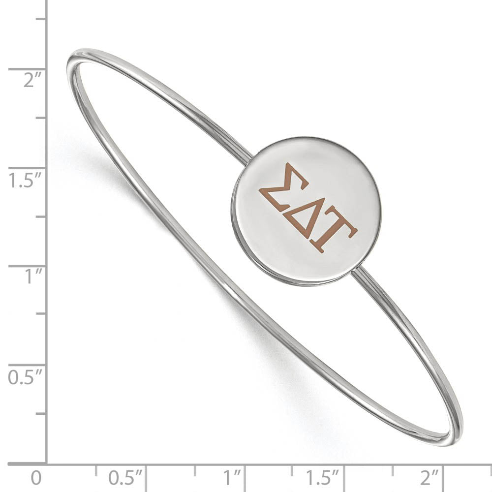 Alternate view of the Sterling Silver Sigma Delta Tau Enamel Tan Greek Letter Bangle - 7 in. by The Black Bow Jewelry Co.