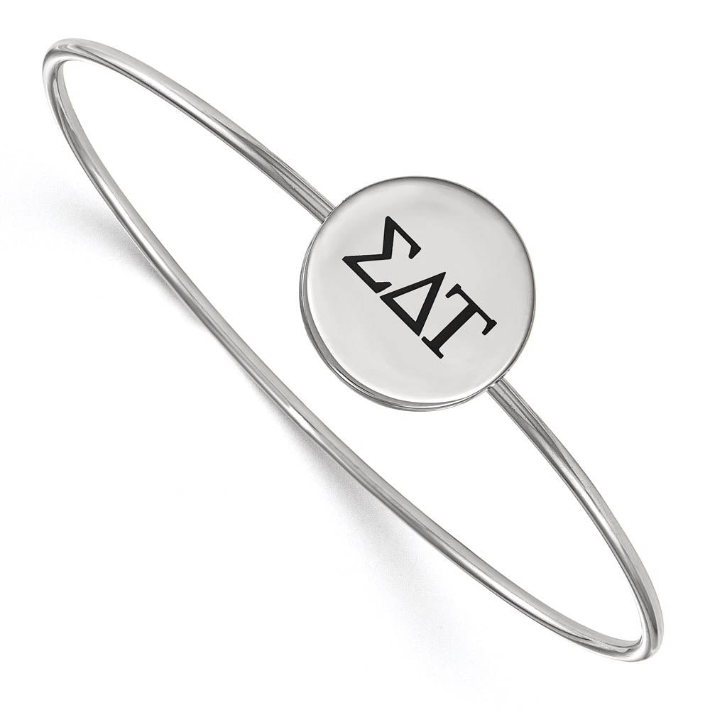 Sterling Silver Sigma Delta Tau Enamel Greek Letters Bangle - 7 in., Item B15286 by The Black Bow Jewelry Co.