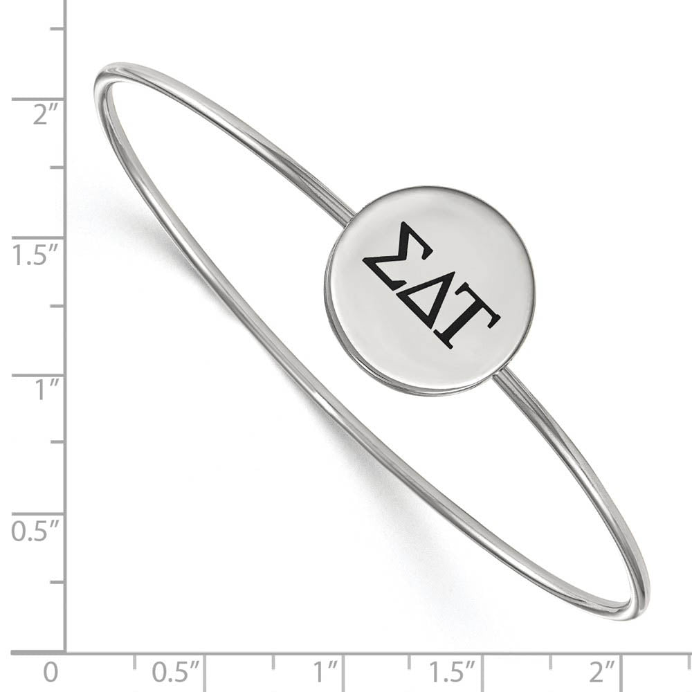 Alternate view of the Sterling Silver Sigma Delta Tau Enamel Greek Letters Bangle - 7 in. by The Black Bow Jewelry Co.