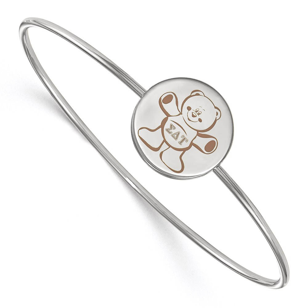 Sterling Silver Sigma Delta Tau Enamel Bear Bangle - 7 in., Item B15287 by The Black Bow Jewelry Co.