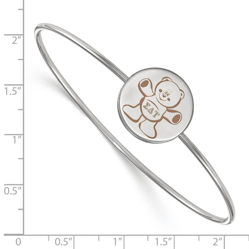 Alternate view of the Sterling Silver Sigma Delta Tau Enamel Bear Bangle - 7 in. by The Black Bow Jewelry Co.