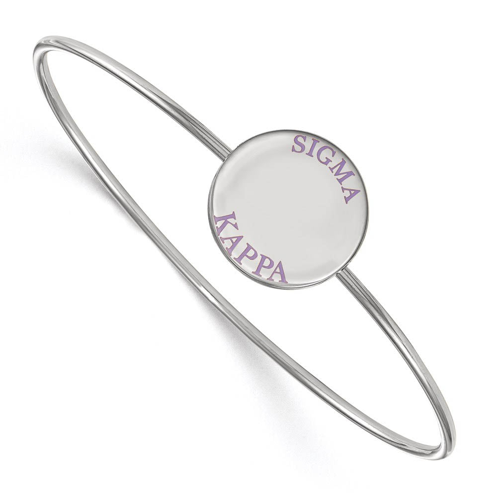 Sterling Silver Sigma Kappa Enamel Purple Letters Bangle - 7 in., Item B15289 by The Black Bow Jewelry Co.