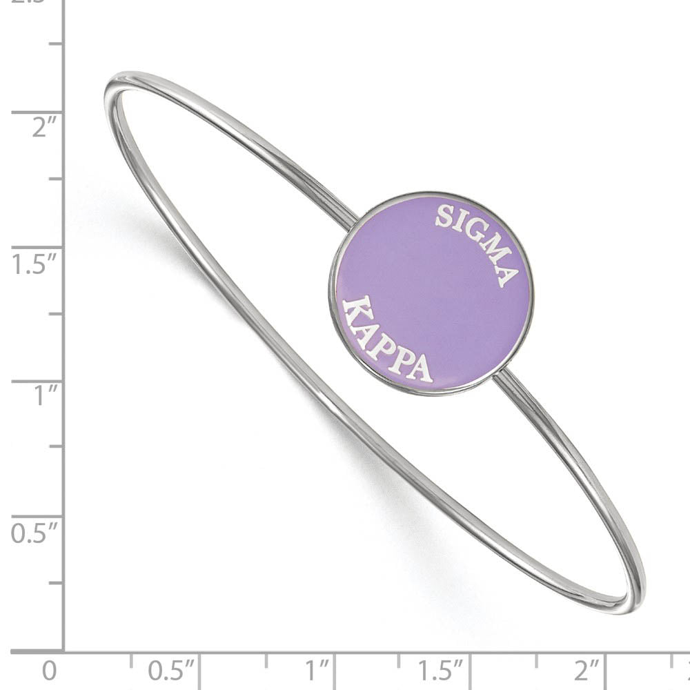 Alternate view of the Sterling Silver Sigma Kappa Purple Enamel Bangle - 7 in. by The Black Bow Jewelry Co.
