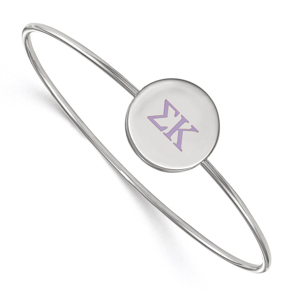 Sterling Silver Sigma Kappa Enamel Purple Greek Letters Bangle - 7 in., Item B15291 by The Black Bow Jewelry Co.