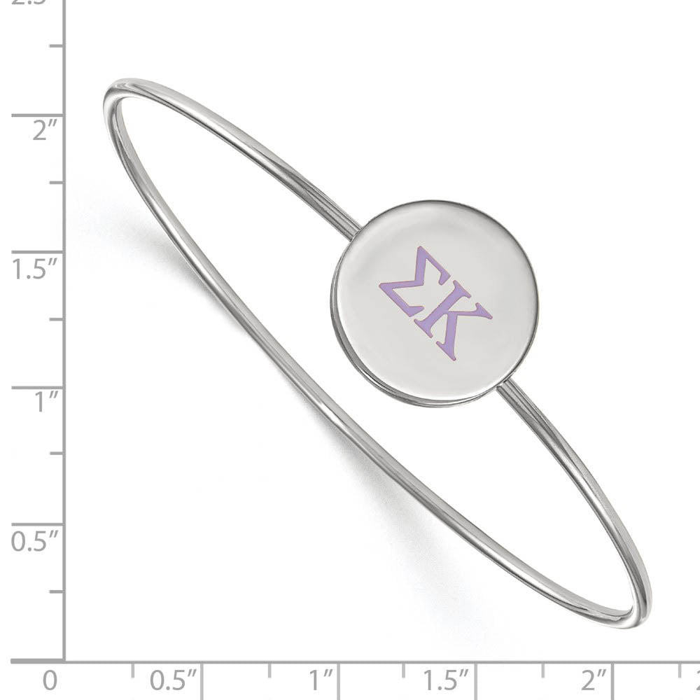 Alternate view of the Sterling Silver Sigma Kappa Enamel Purple Greek Letters Bangle - 7 in. by The Black Bow Jewelry Co.