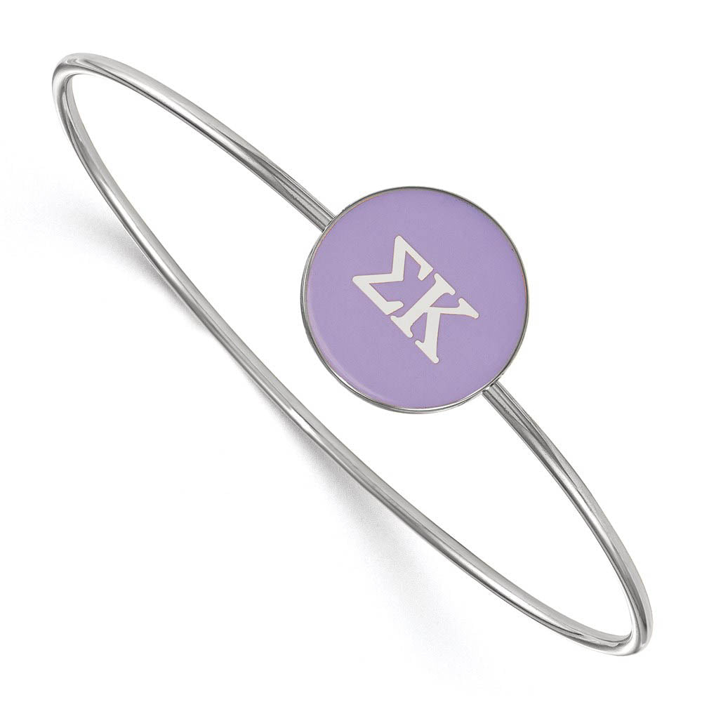 Sterling Silver Sigma Kappa Purple Enamel Greek Bangle - 7 in., Item B15292 by The Black Bow Jewelry Co.