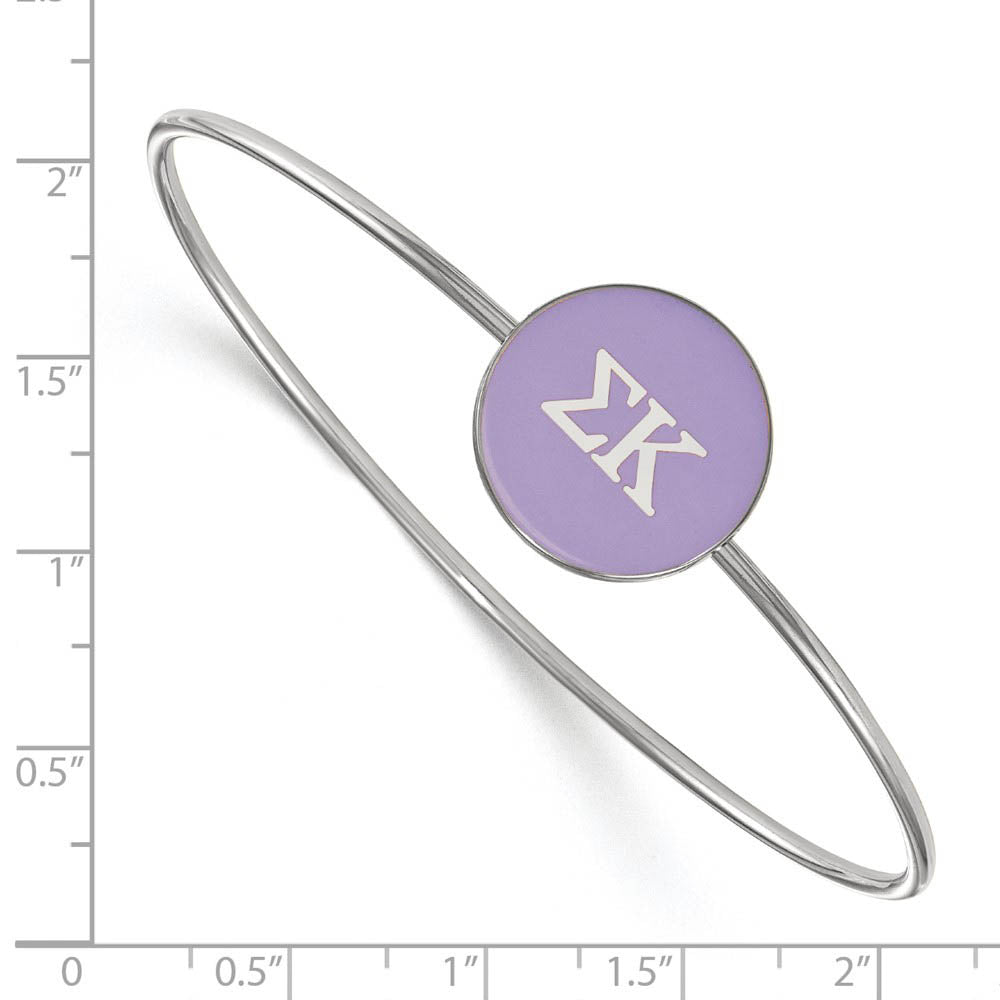 Alternate view of the Sterling Silver Sigma Kappa Purple Enamel Greek Bangle - 7 in. by The Black Bow Jewelry Co.