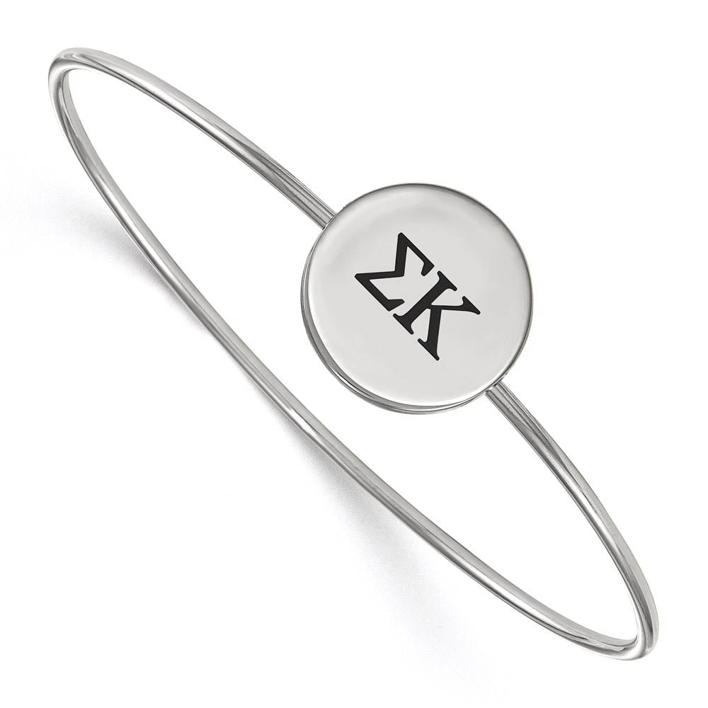 Sterling Silver Sigma Kappa Enamel Greek Letters Bangle - 7 in., Item B15293 by The Black Bow Jewelry Co.