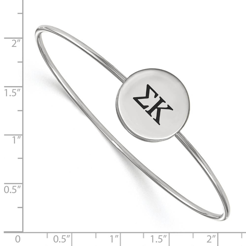 Alternate view of the Sterling Silver Sigma Kappa Enamel Greek Letters Bangle - 7 in. by The Black Bow Jewelry Co.