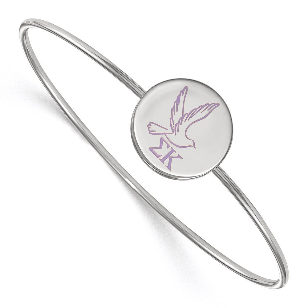 Sterling Silver Sigma Kappa Enamel Dove Bangle - 7 in., Item B15294 by The Black Bow Jewelry Co.
