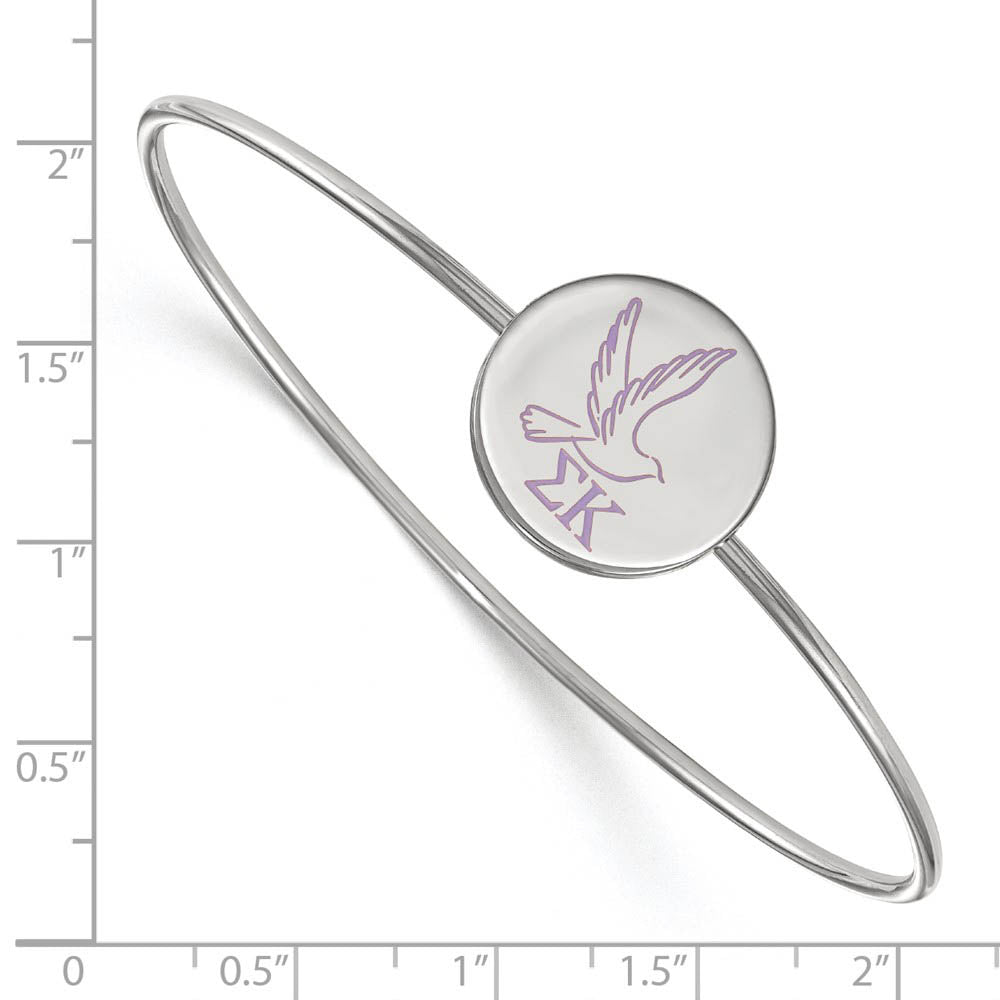 Alternate view of the Sterling Silver Sigma Kappa Enamel Dove Bangle - 7 in. by The Black Bow Jewelry Co.